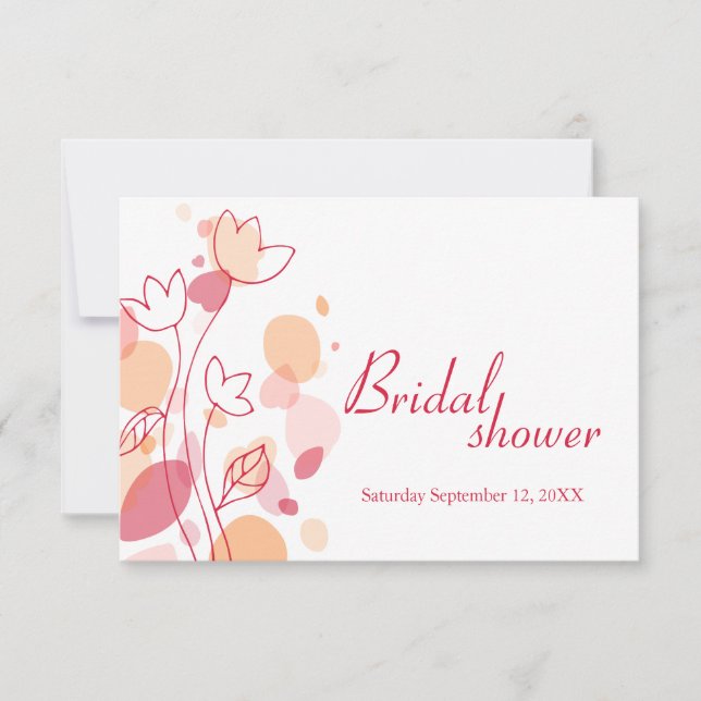 Brautparty Grafik moderne Blume Blätter einladen Einladung (Vorderseite)