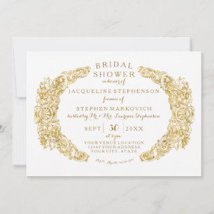 Brautparty-Gravur-Acanthus-Goldleaf Einladung