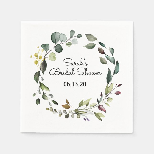 Brautparty Green Vine Napkin Wreath Serviette (Vorderseite)