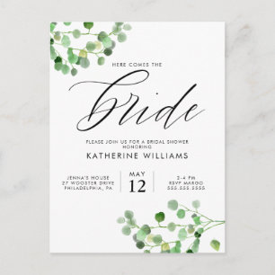 Brautparty Green Wassercolor Floral Postcard Postkarte