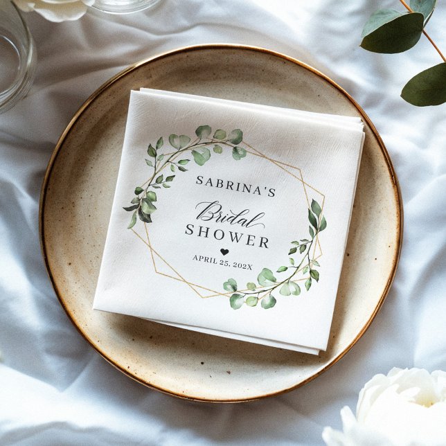 Brautparty Greenery Eucalyptus Blätter Geometrisch Serviette (Von Creator hochgeladen)