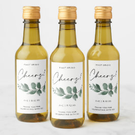 Brautparty Greenery Minimalistisch Handwriting Weinetikett