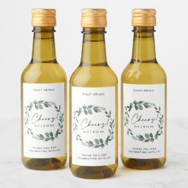 Brautparty Greenery Wreath Polterabend Weinetikett