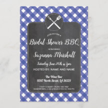 Brautparty GRILLEN Invite Blue Gingham Chalk