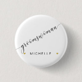 Brautparty Groomswoman Script Simple Modern Button