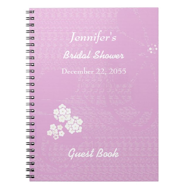 Brautparty Guest Book Pink White Floral Spirale Notizblock (Vorderseite)