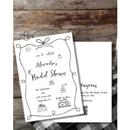 Brautparty Hand gezogen einfache schwarze Whimsika Einladung