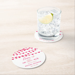 Brautparty "Hearts" für String-Liebe ändern Runder Pappuntersetzer