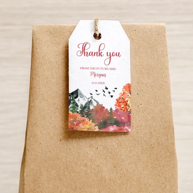 Brautparty Herbst-Bergwald dank Geschenkanhänger (Von Creator hochgeladen)
