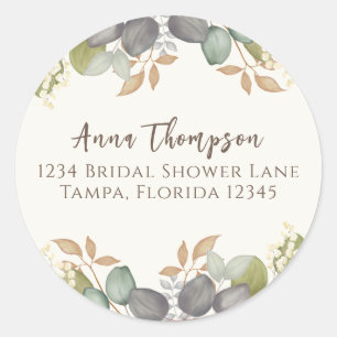 Brautparty Herbst lässt Elegante Rücksendeadresse Runder Aufkleber