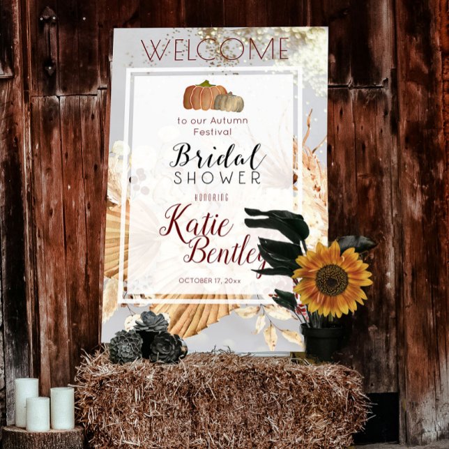 Brautparty Herbst Rustic Boho Willkommen Poster (Rustic Boho gray and neutrals Welcome poster)