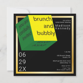 Brautparty High Tech Geometric White Cube Fun Einladung