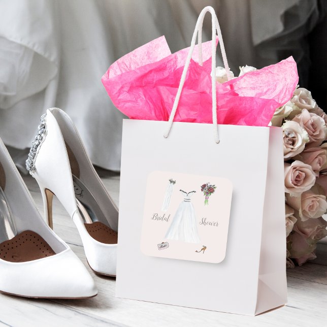 Brautparty Hochzeitsfeiern Quadratischer Aufkleber (Von Creator hochgeladen)