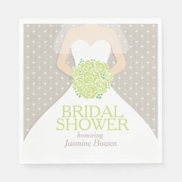 Brautparty Hochzeitskleid Grün Rose Servietten