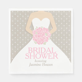 Brautparty Hochzeitskleid Rosa Servietten