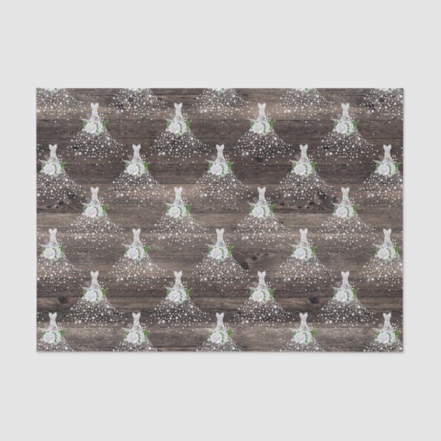 Brautparty Hochzeitskleid rustikales Party Seidenpapier (Vorderseite)