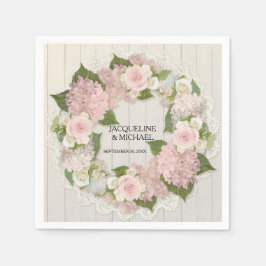 Brautparty Holzwolle Hydrangea Rose Kranz Serviette