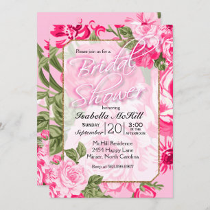 Brautparty - Hübsch rosa Rose Einladung