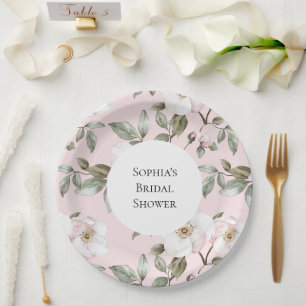 Brautparty hübsch rosa Weiße Blume Pappteller
