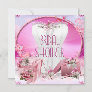 Brautparty Hübsch Weißrosa Korsett Blumenmuster Einladung