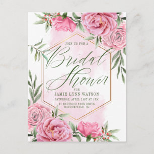 Brautparty   Hübsche Aquarellfarben Rose Postkarte