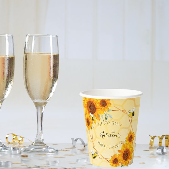 Brautparty Hummeln Sonnenblumen Garten Pappbecher (Von Creator hochgeladen)