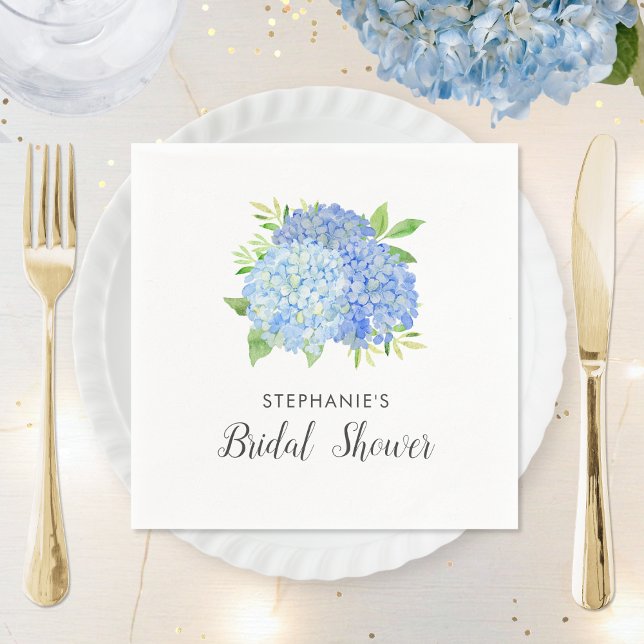Brautparty Hydrangea Blue Floral Serviette (Von Creator hochgeladen)