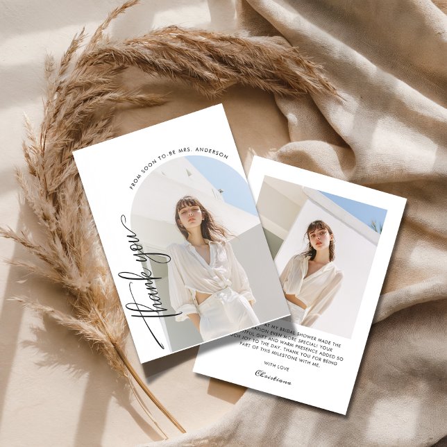 Brautparty im Schwarz-Weiß-Stil - Foto Dankeskarte (Von Creator hochgeladen)