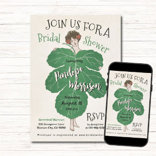Brautparty im Vintage Leaf Girl Stil Einladung
