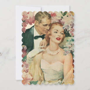 Brautparty im Vintage-Stil, Hochzeitsporträt Einladung