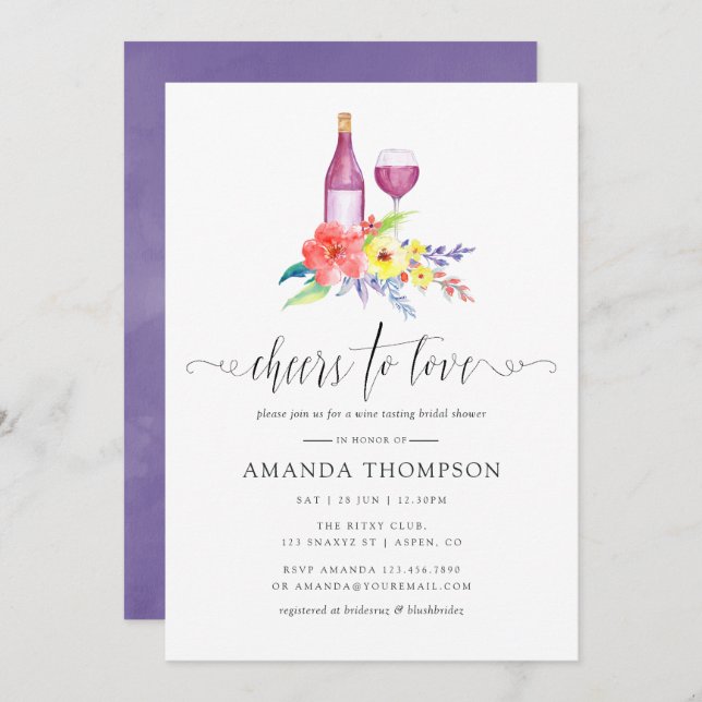 Brautparty im Wasser Weinkultur und Erde Weinkultu Einladung (Vorne/Hinten)