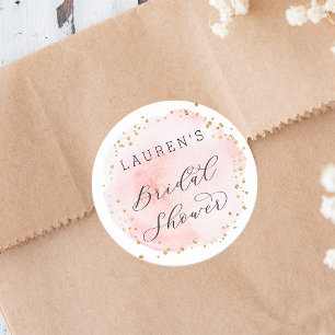 Brautparty im Zeichen von Blush-Wasserfarben Runder Aufkleber