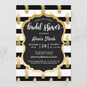 Brautparty Imitate Gold Foil Ananas Streifen Einladung