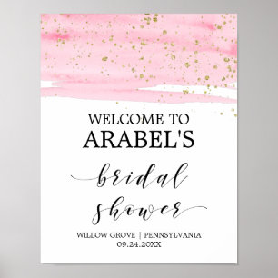 Brautparty in Aquarellfarbe Rosa Blush & Gold Will Poster