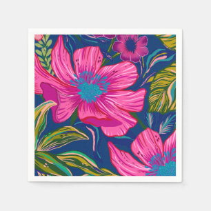Brautparty in Aquarelltönen und botanisch-rosa Serviette