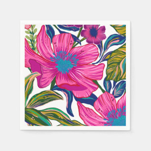 Brautparty in Aquarelltönen und botanisch-rosa Serviette