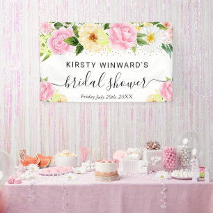 Brautparty in Rosa und Gelb Banner