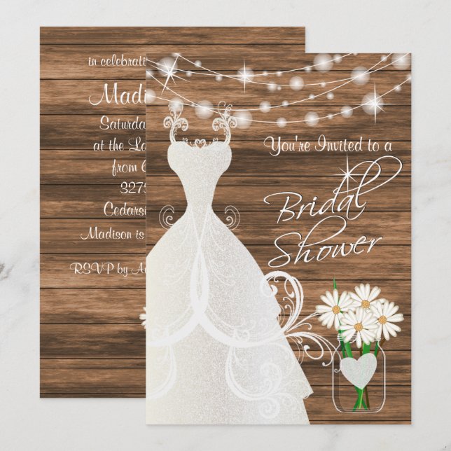 Brautparty in rustikalen Holzklingeln Einladung (Vorne/Hinten)