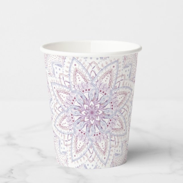 Brautparty Intricate Pastel Pink & Blue Mandala Pappbecher (Links)