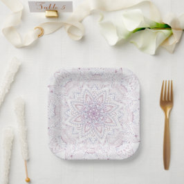 Brautparty Intricate Pastel Pink & Blue Mandala Pappteller