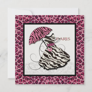 Brautparty Invite Leopard, Retro Dress, Paris Einladung