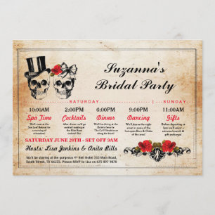 Brautparty Itinerale Bachelorette Skulls Plan Einladung