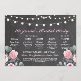 Brautparty Itinerary Bachelorette Pink Floral Programm