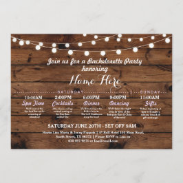 Brautparty Itinerary Bachelorette Rustikale Lichte Einladung