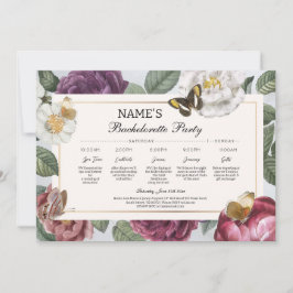 Brautparty Itinerary Bloom Floral Butterfly Einladung