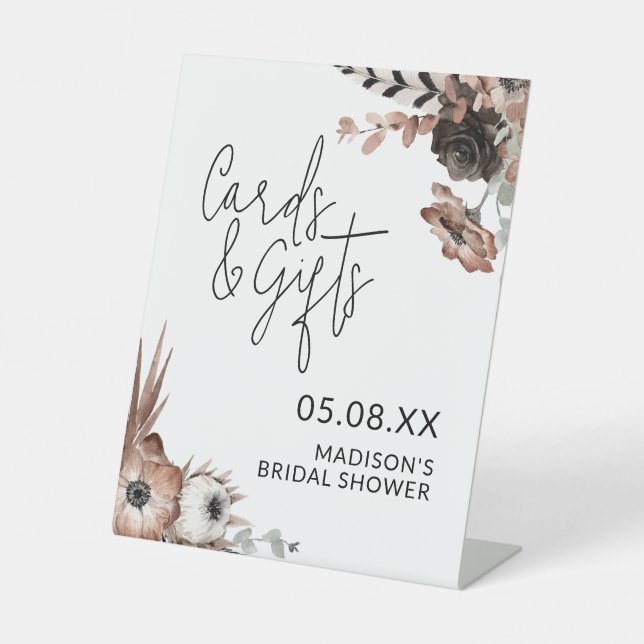 Brautparty Karten und Geschenke Unterschreiben ros Sockelschild (Vorderseite)