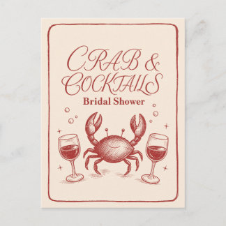 Brautparty-Krabbencocktails-Küstenparty-Cute Postkarte