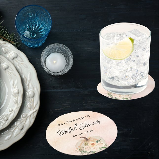 Brautparty Kürbis fällt Sahne Rose Gold Runder Pappuntersetzer (Von Creator hochgeladen)