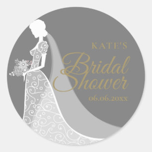 Brautparty Lace Wedding Gown Gefallen Runder Aufkleber