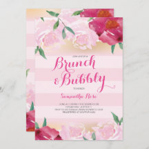 Brautparty laden, Brunch u. sprudelnde Blumen ein